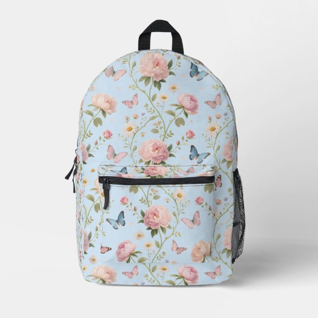 Floral Butterfly-Rucksack mit Peonys Bedruckter Rucksack (Vorderseite)
