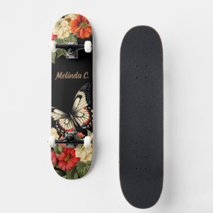 Floral Butterfly Skate Deck Skateboard