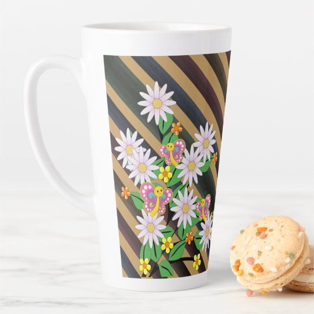 Floral Butterfly Streifen Latte Tasse (Beispiel)