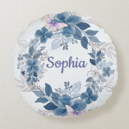 Floral Butterfly Throw Pillow Rundes Kissen