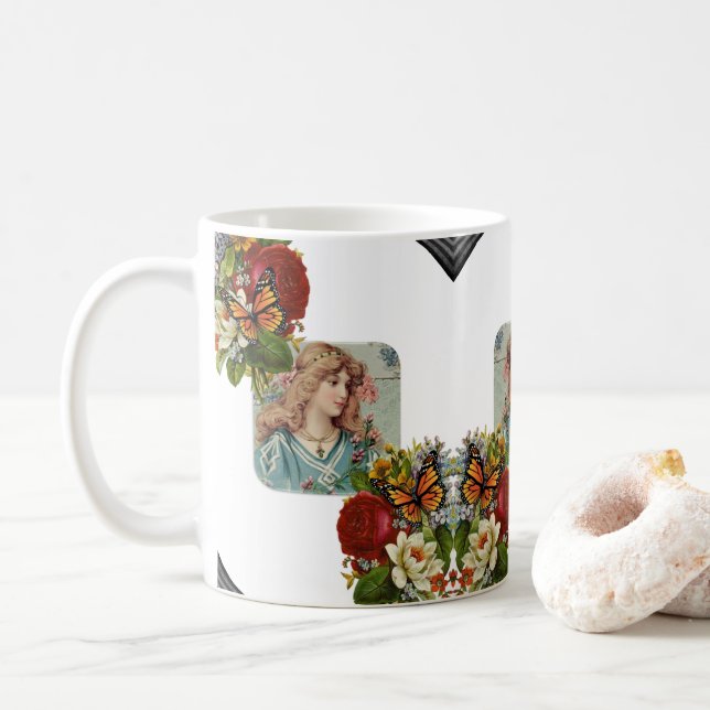 Floral Butterfly Viktorianische Tasse (Mit Donut)