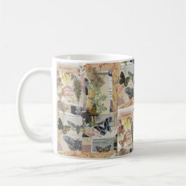 Floral Butterfly Vintag Ephemera Decoupage Kaffeetasse
