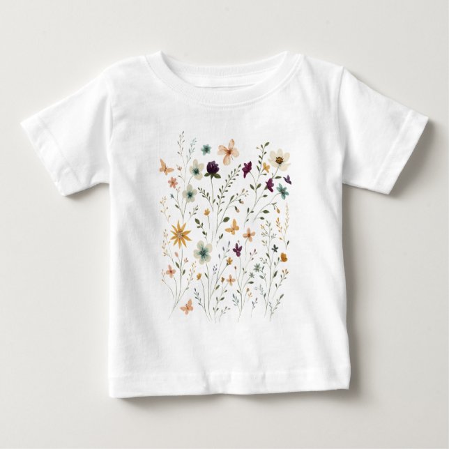 Floral & Butterfly,  Whimsical Garden-Inspired  Baby T-shirt (Vorderseite)