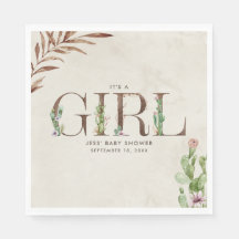 Floral Cactus Leather Girl Baby Shower
