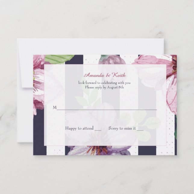 Floral Cameo Response Cards Einladung (Vorderseite)
