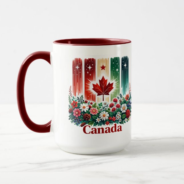 Floral Canada Day | Cute Canadian  Tasse (Links)