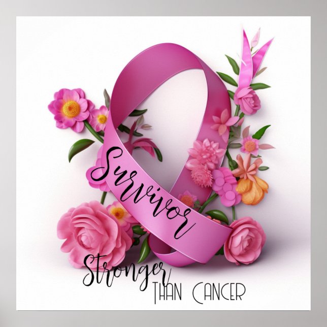 Floral Cancer Awareness Ribbion - Survivor Poster (Vorne)
