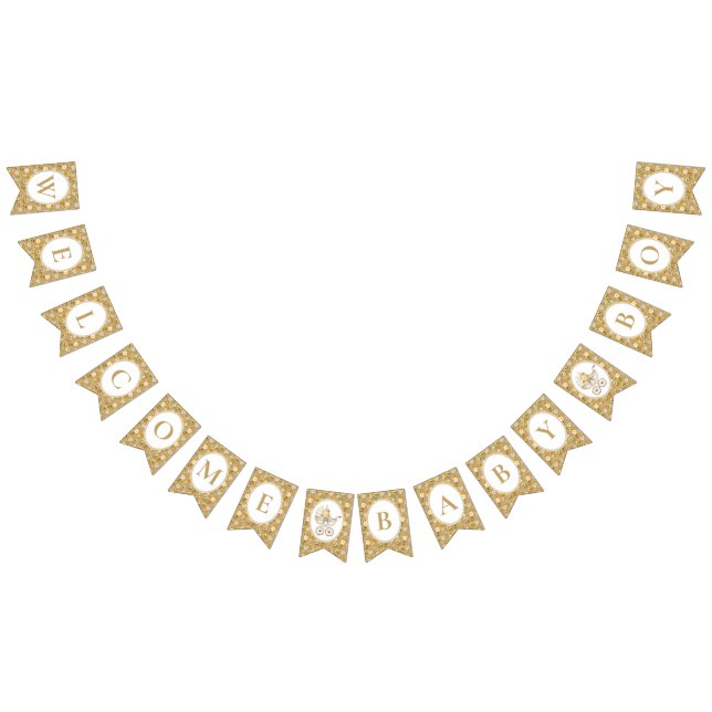 Floral Carriage Baby Boy Bunting Banner | Neutral (Alle)