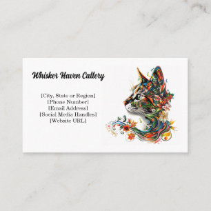 Floral Cat Face Cattery Business Card Visitenkarte