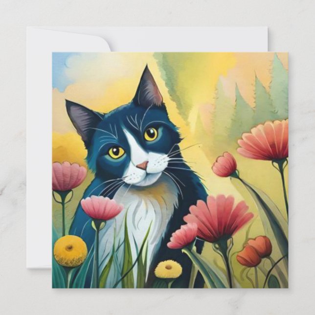 FLoral cat Flat Card (Vorderseite)