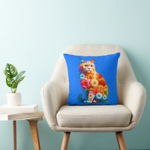 Floral Cat Lover Cat Mama tierische Lover Kissen