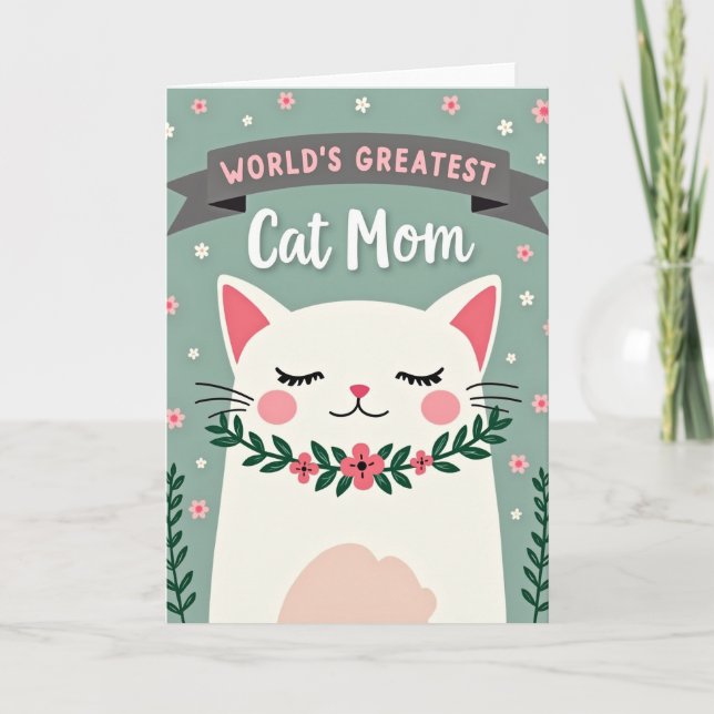 Floral Cat Mothers Day Card Karte (Vorderseite)