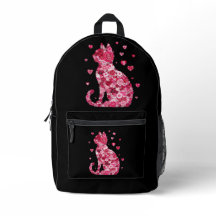 Floral Cat Print Cut Nähtasche