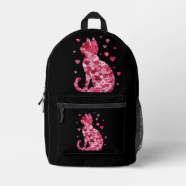 Floral Cat Print Cut Nähtasche Bedruckter Rucksack