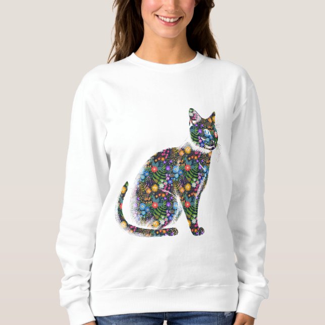 Floral Cat Sweatshirt (Vorderseite)