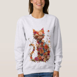 Floral Cat Sweatshirt | Cozy Aesthetic Cat Lover