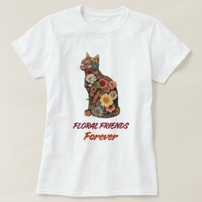 Floral Cat T-Shirt | Cute Flower Kitty Design  (Design vorne)