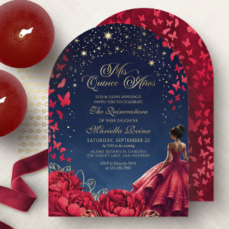 Floral Celestial Prinzessin Elegante Quinceanera Einladung