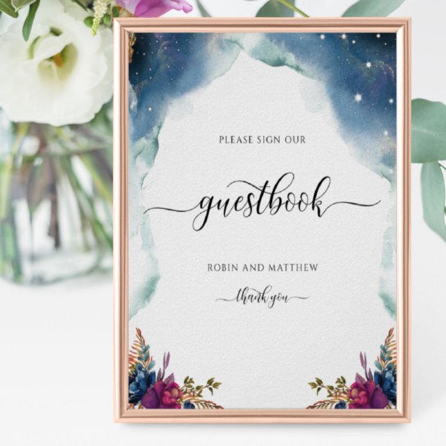 Floral Celestial, Starry Guestbook Sign Poster (Von Creator hochgeladen)