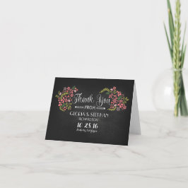 Floral chalkboard Moderne Hochzeit danke Karten