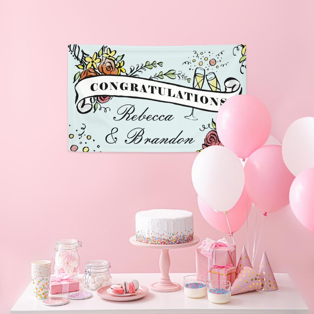 Floral Champagne Milestone Herzlichen Glückwunsch Banner (Von Creator hochgeladen)