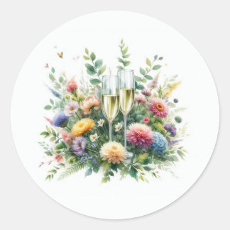 Floral Champagne Party Stickers