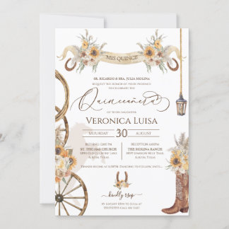 Floral Charro Sonnenblumen Land Rustikale Quincean Einladung