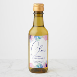 Floral "Cheers Thank you, for Celebrating with us" Weinetikett