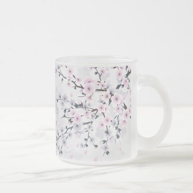 Floral Cherry Blossom Dusky Pink Mauve Mattglastasse (Rechts)