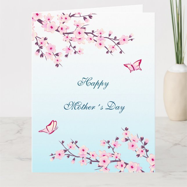 Floral Cherry Blossom Happy Mother Day Karte (Vorderseite)