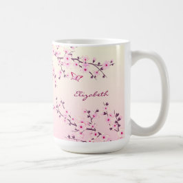 Floral Cherry Blossom Monogram Pink Girl Kaffeetasse