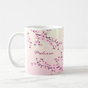 Floral Cherry Blossom Monogramm Kaffeetasse