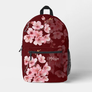 Floral Cherry Blossom Pink Burgund Bedruckter Rucksack