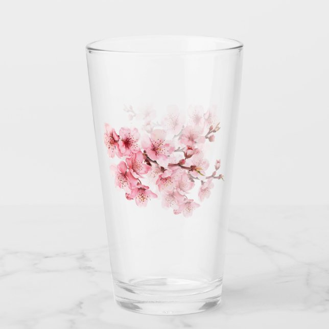 Floral Cherry Blossom Pink Glas (Vorderseite)