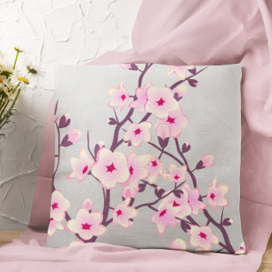 Floral Cherry Blossom Pink Gray Kissen