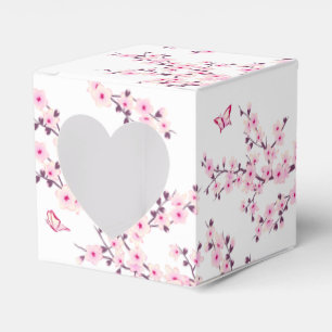 Floral Cherry Blossom Pink White Favor Box Geschenkschachtel
