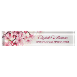 Floral Cherry Blossom Pink White Namensplakette