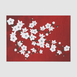 Floral Cherry Blossom Red White Seidenpapier