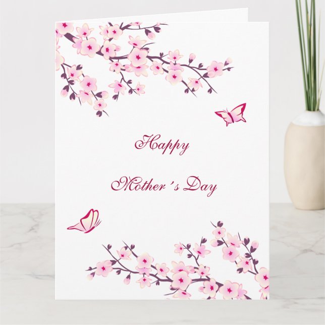 Floral Cherry Blossoms Happy Mother's Day Karte (Vorderseite)