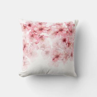 Floral Cherry Blossoms Pink White Kissen