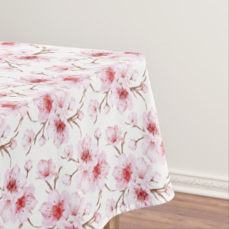 Floral Cherry Blossoms Pink White Tischdecke