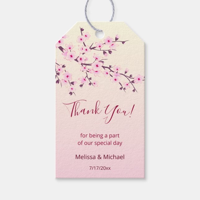 Floral Cherry Blossoms Vielen Dank Geschenkanhänger (Vorderseite)