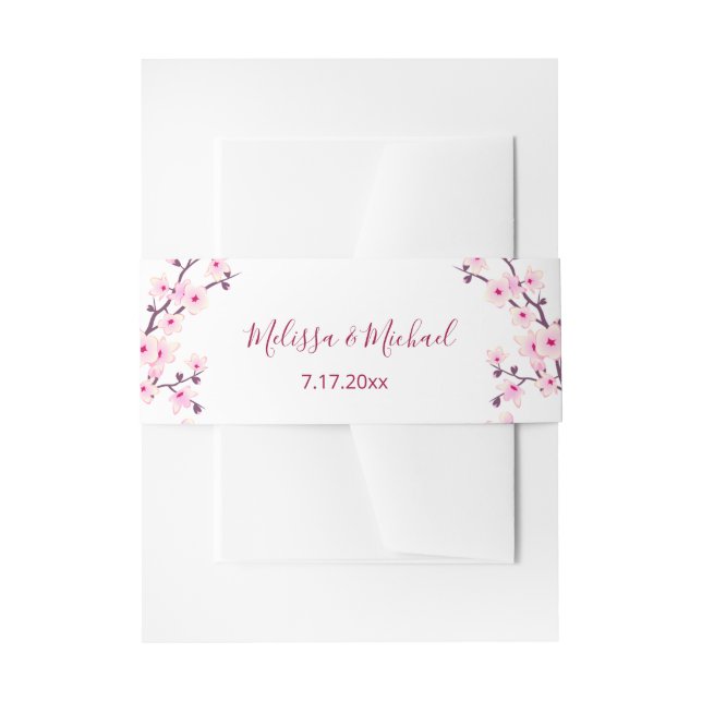 Floral Cherry Blossoms Your Names Wedding Einladungsbanderole (Vorderseite Beispiel)