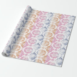 Floral Chic Boho Wasserfarbe Rosa und Blau Geschenkpapier