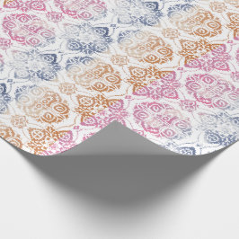 Floral Chic Boho Wasserfarbe Rosa und Blau Geschenkpapier