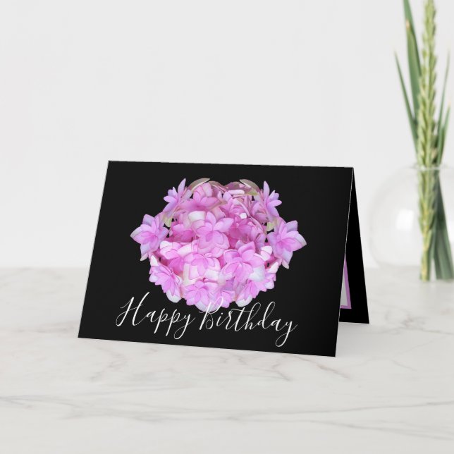 Floral Chic Bouquet Pink Hydrangea Floral Geburtst Karte (Vorderseite)