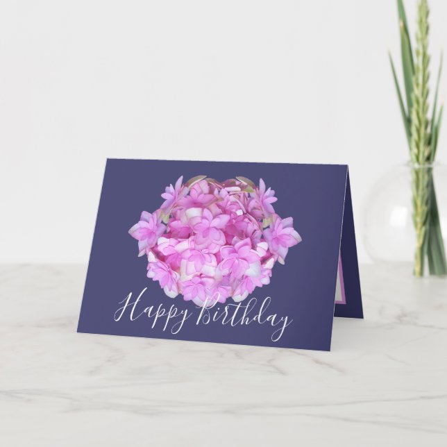 Floral Chic Bouquet Pink Hydrangea Floral Geburtst Karte (Vorderseite)