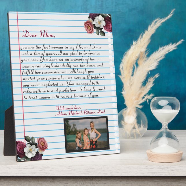 Floral Chic handgeschriebene Liebe Brief Mama Nach Fotoplatte (Seite)