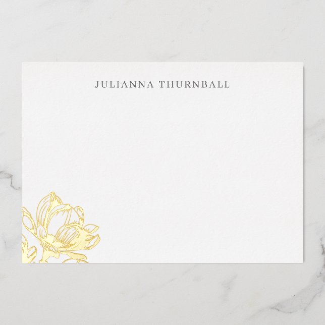 Floral Chic Magnolia Luxe Personal Stationery Folieneinladung (Vorderseite)