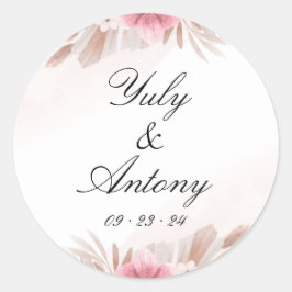 Floral Chic Moderne Rose und Champagner Runder Aufkleber